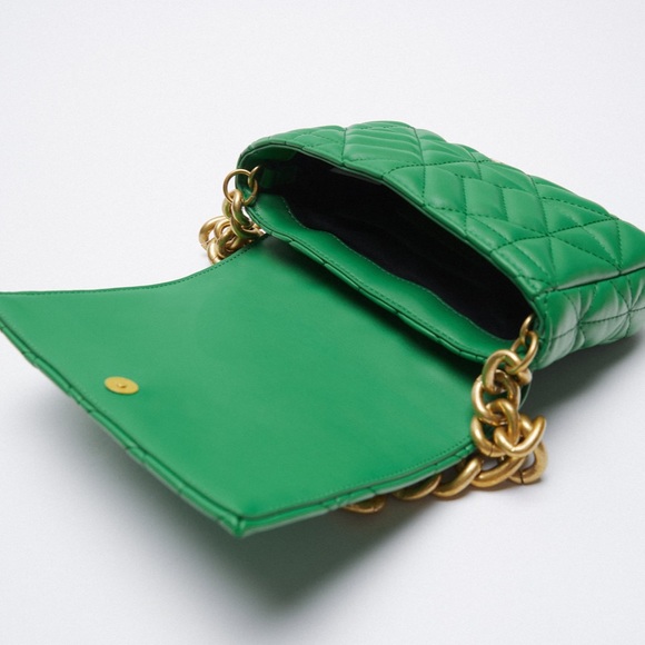ZARA Quilted Midi Shoulder Bag with Chain - Picture 7 of 10